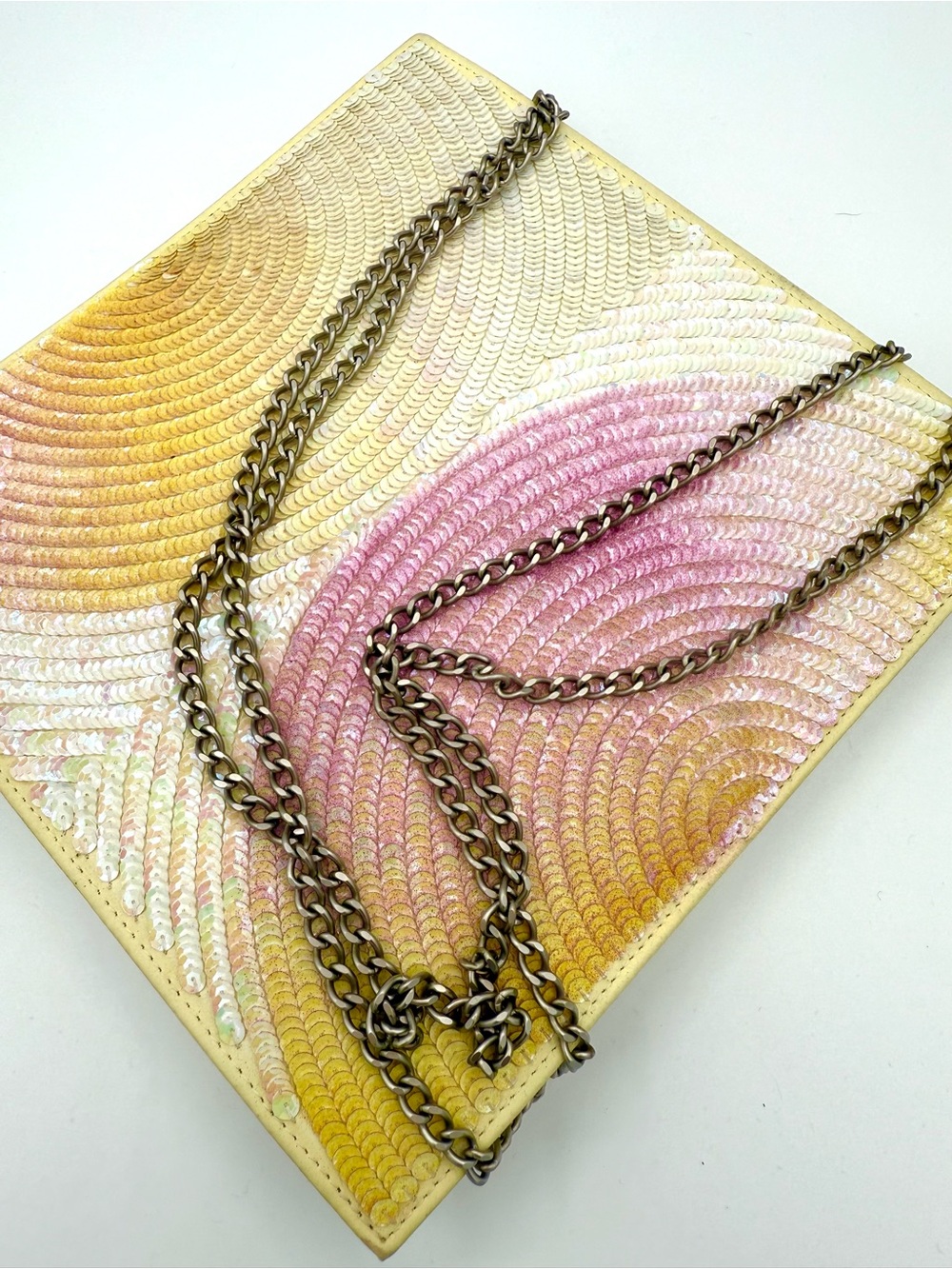 Chanel Iridescent Pink & Gold Square Sequin Party Bag - Picture 8 of 9